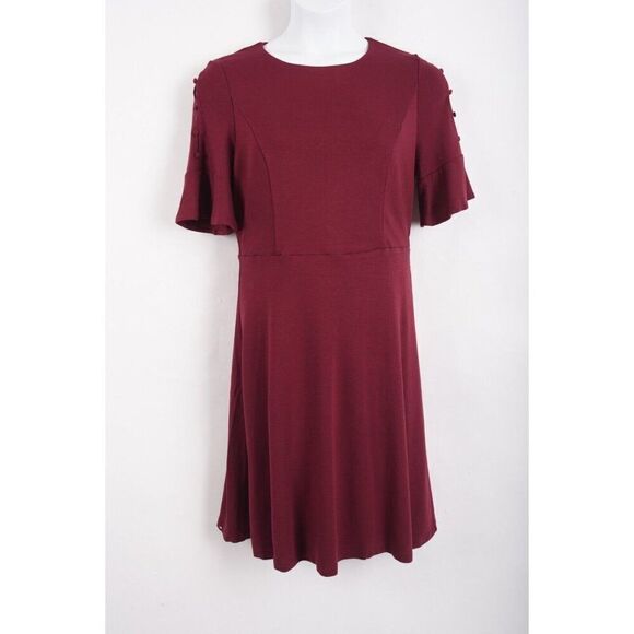 Boden Womans Alexis Dress UK 16 US 12 Burgundy A-Line Flutter Sleeve J0267 NWT - Picture 1 of 4